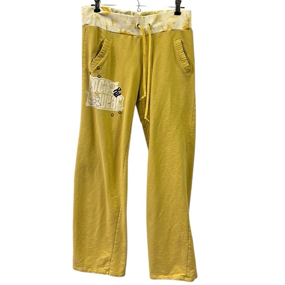 Vintage Y2K Cotton Rocawear Hip Hop Mustard Yellow Relaxed Lounge Sweat Pants M - Picture 2 of 11
